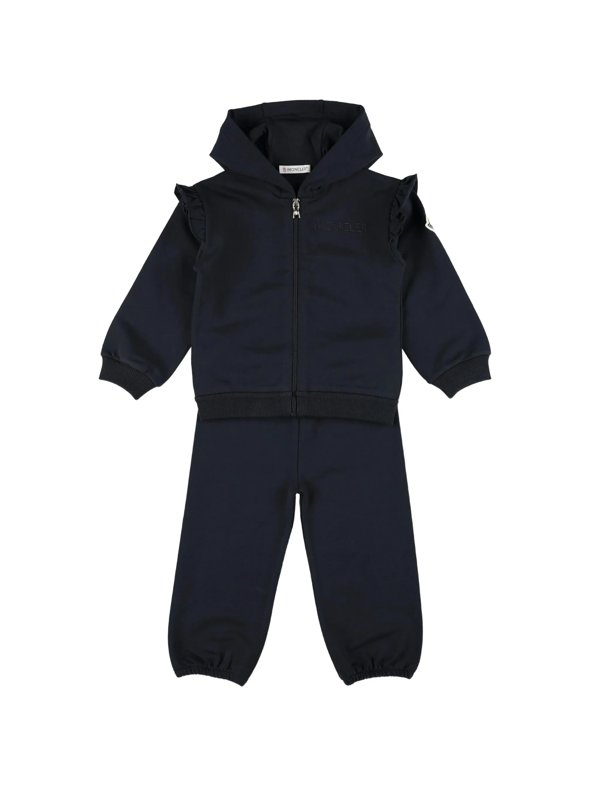 Moncler Kids Kids' Stretch Cotton Hoodie with Ruffled Hem Trousers