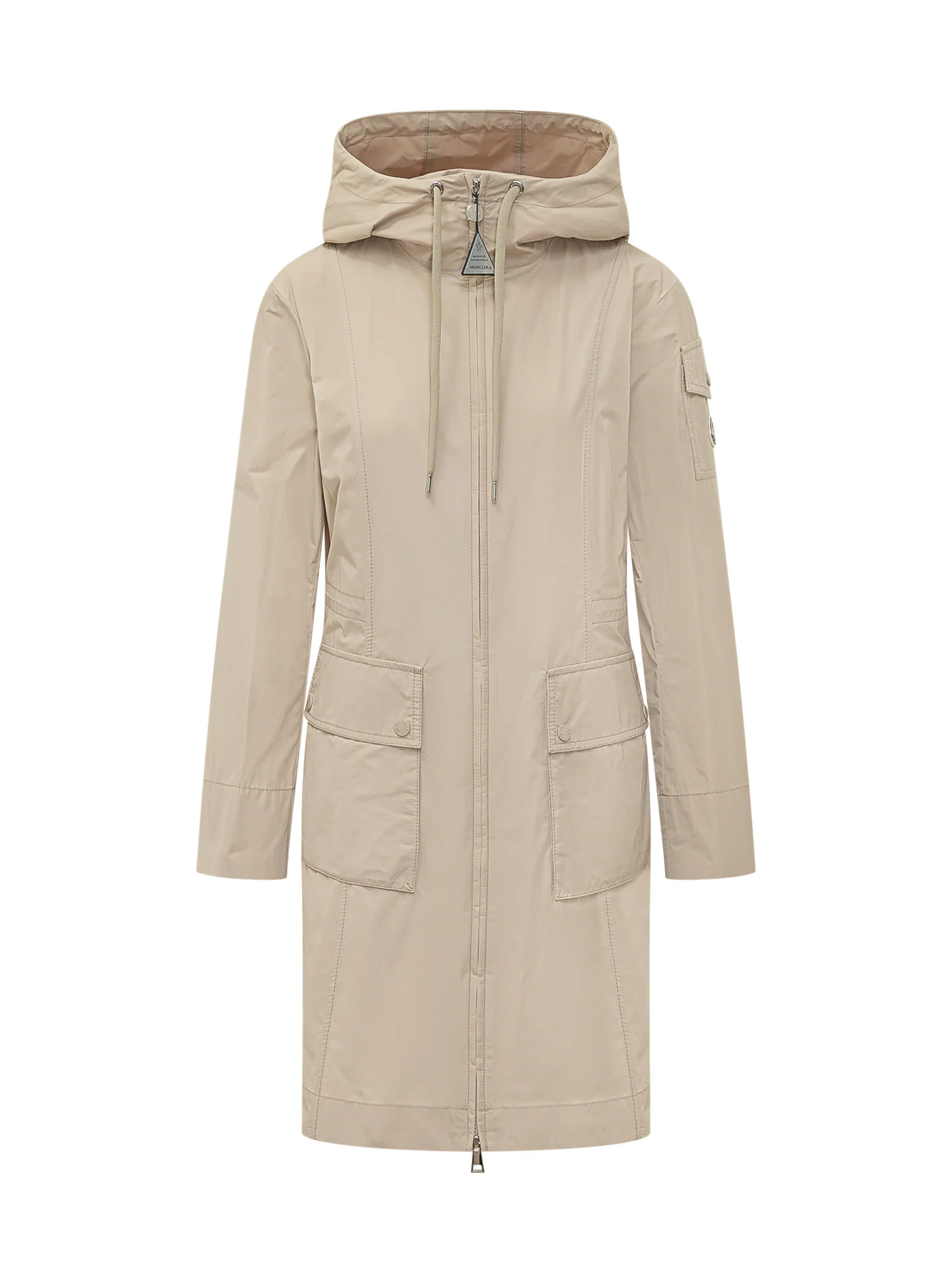 Moncler Long Down Jacket with Hood and Pockets