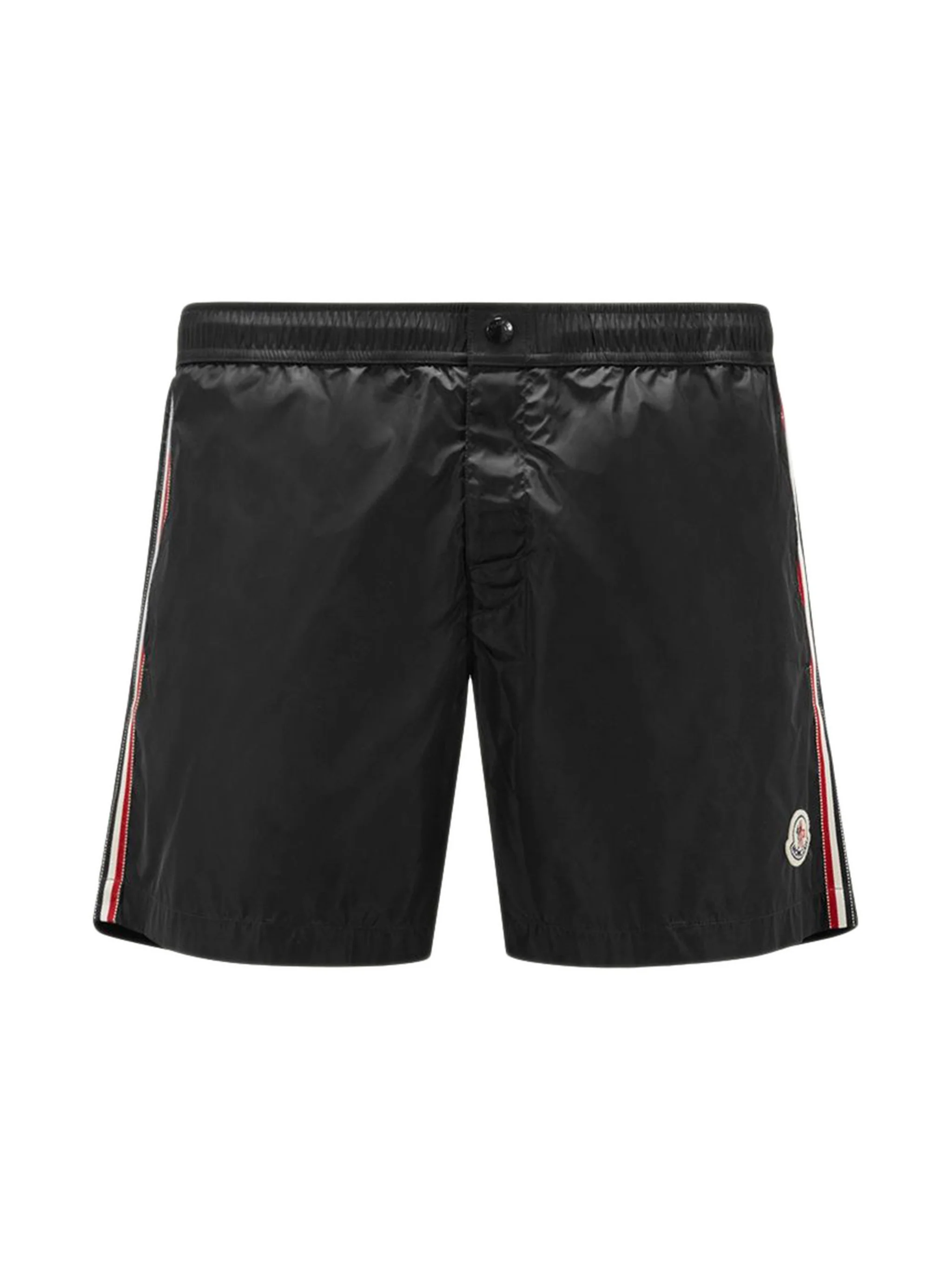 Moncler Men's Nylon Drawstring Waist Shorts with Tricolor Trim