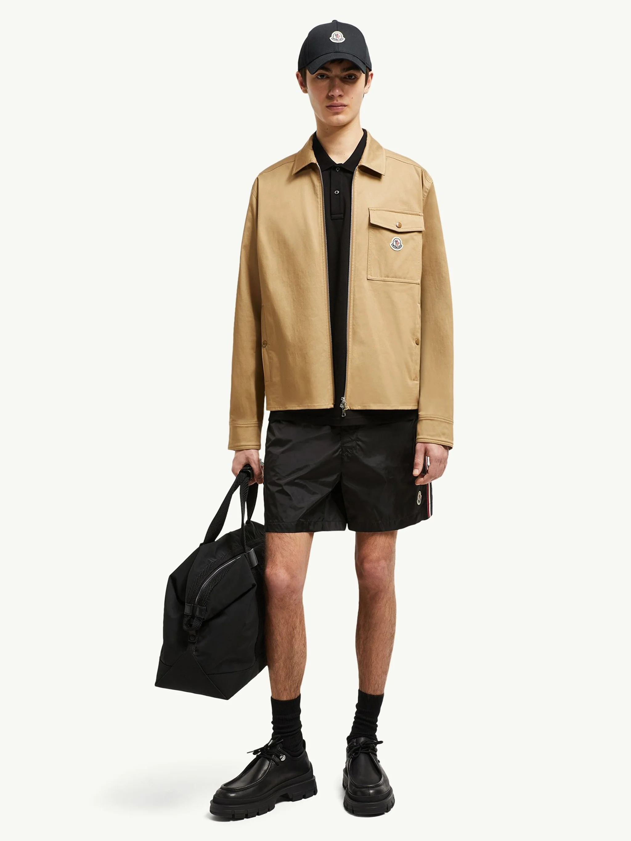 Moncler Men's Nylon Drawstring Waist Shorts with Tricolor Trim - Image 2