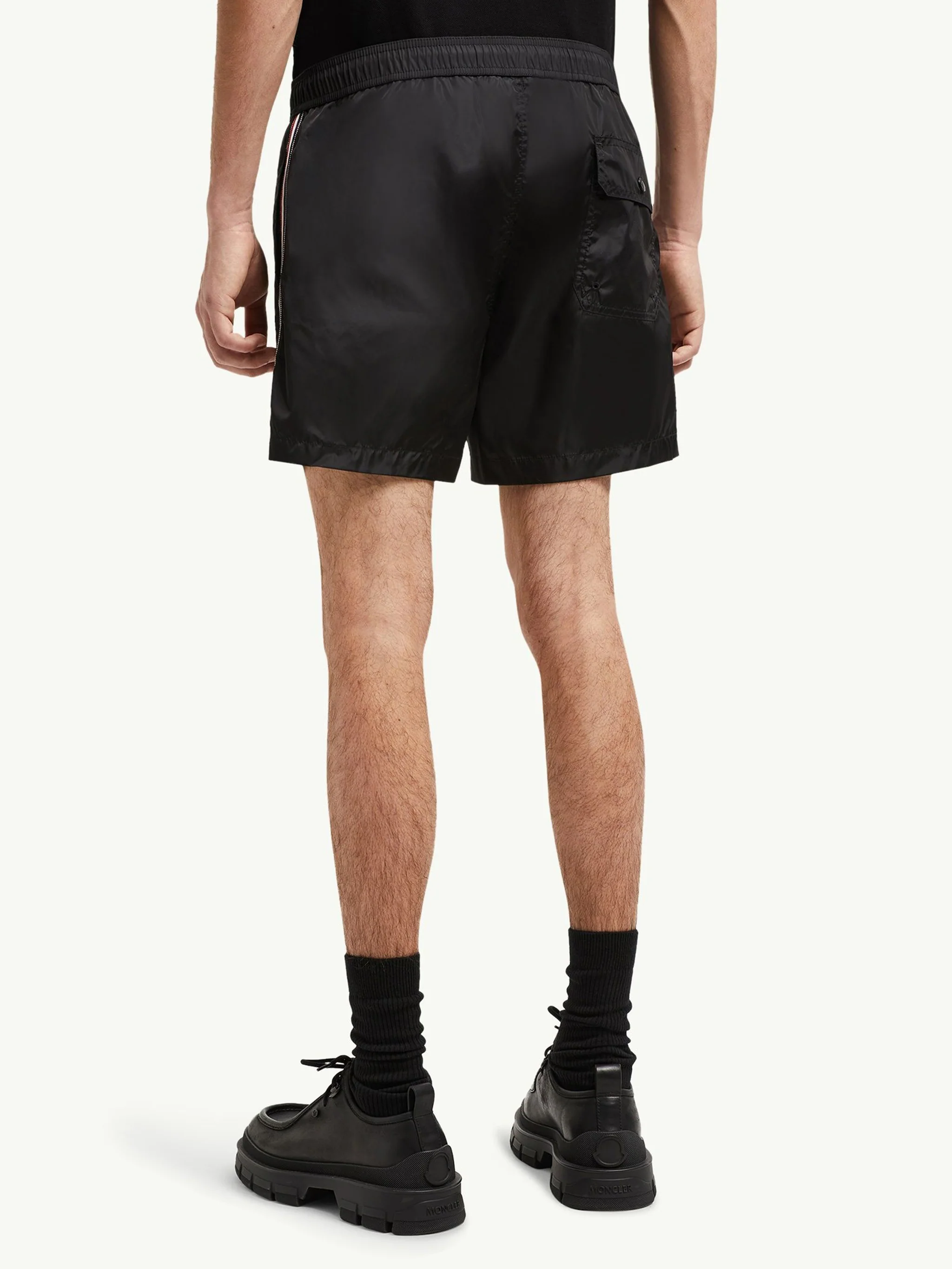 Moncler Men's Nylon Drawstring Waist Shorts with Tricolor Trim - Image 5