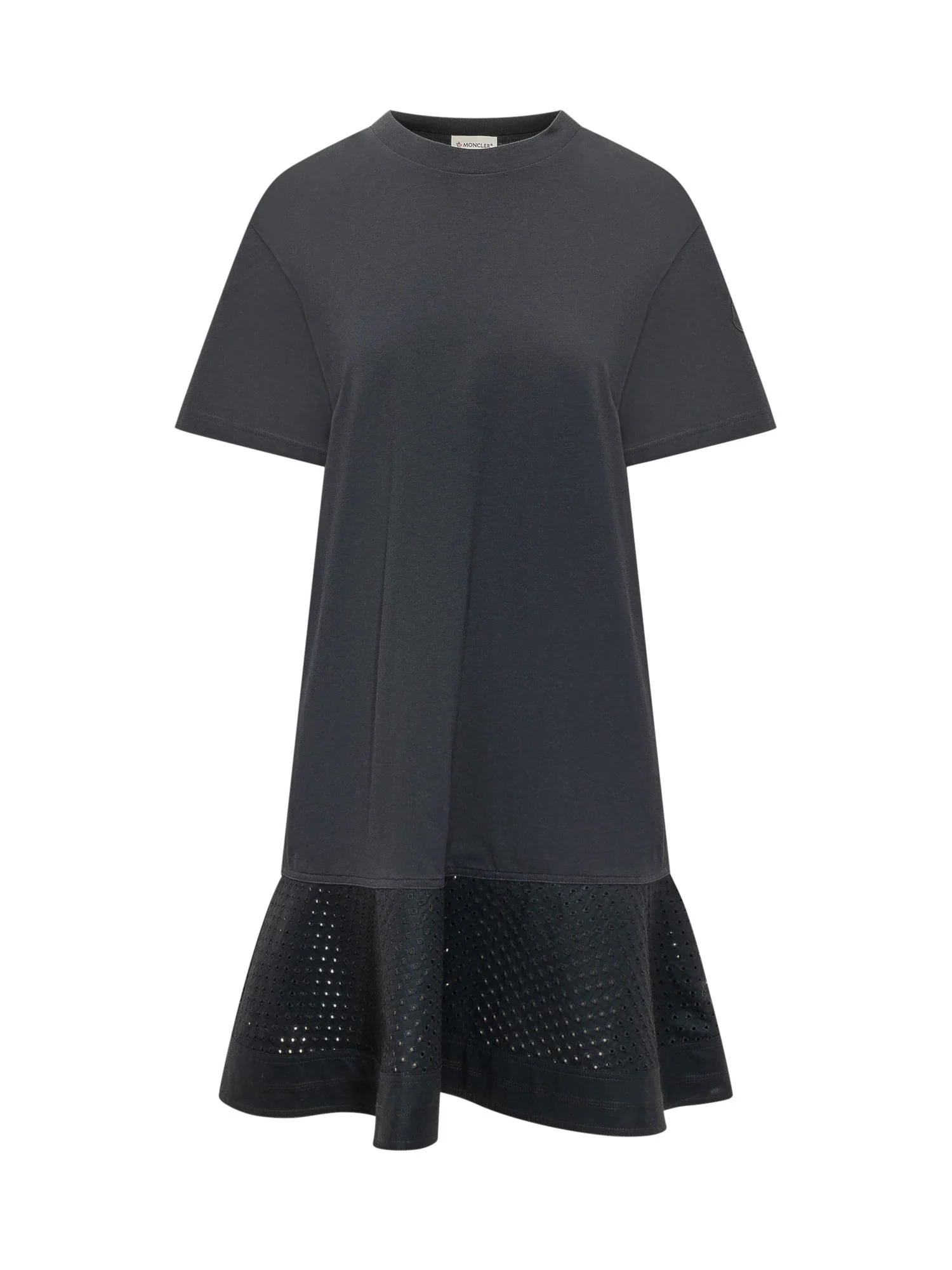 Moncler Mini Dress with Cut Sleeves and Layered Hem