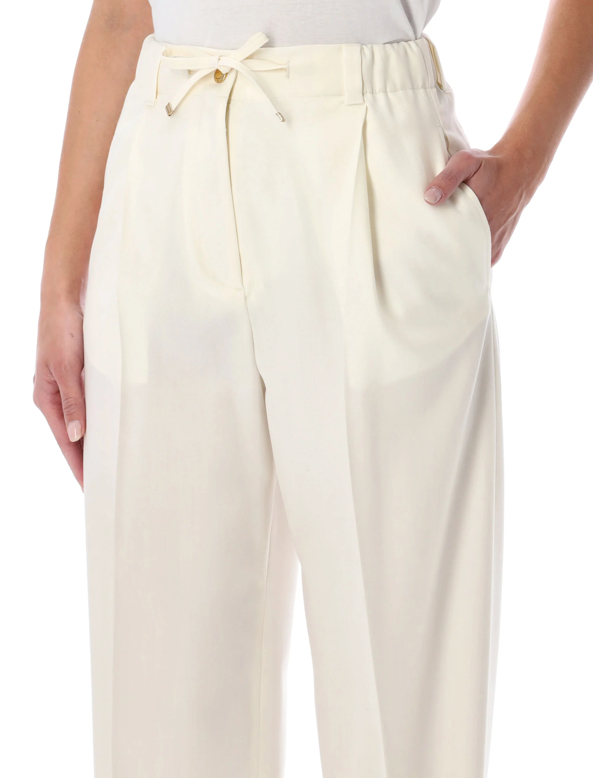 Moncler Refined Wool Trousers with Drawstring Waist - Image 3