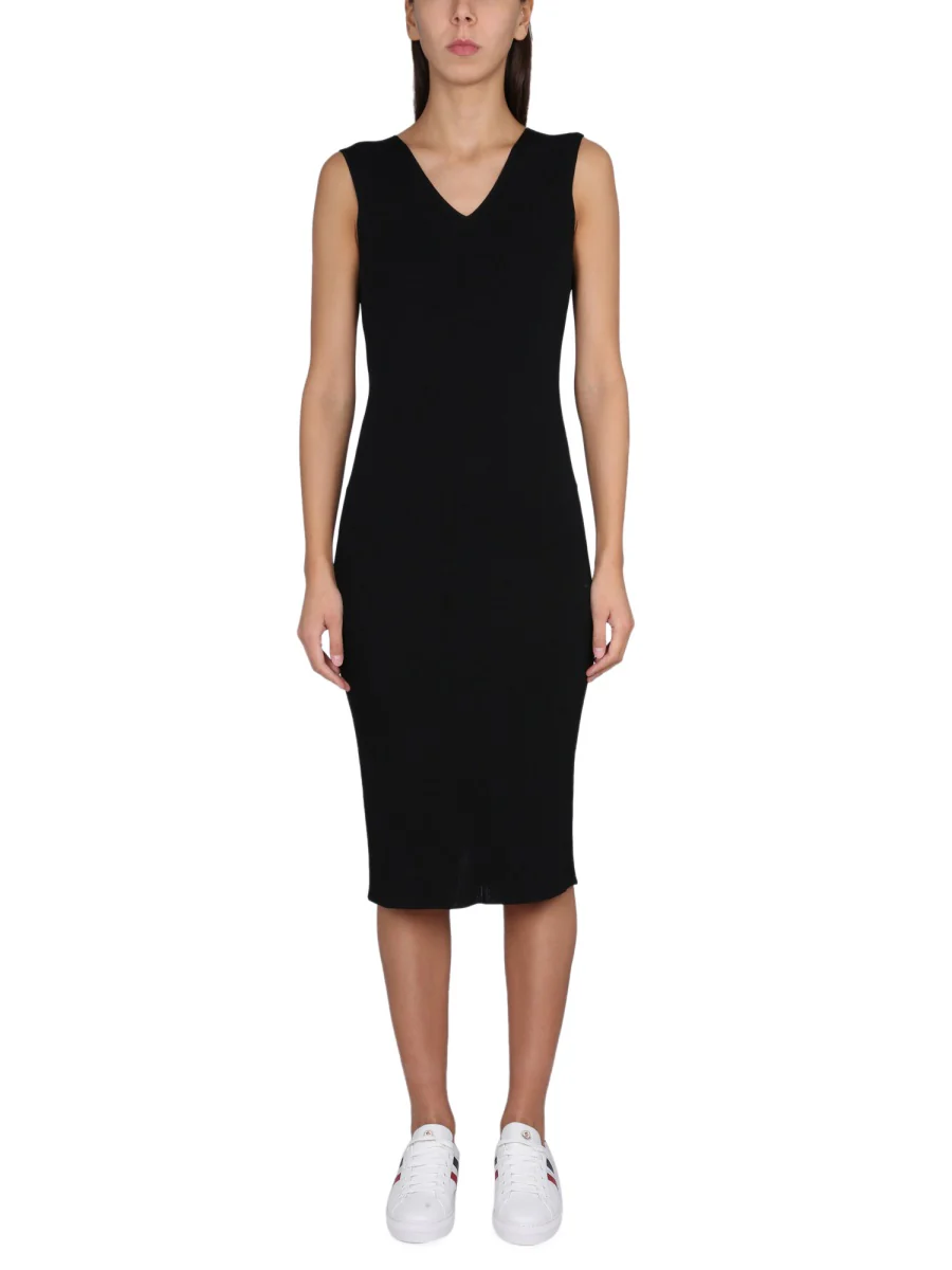 MONCLER Ribbed-knit Midi Dress