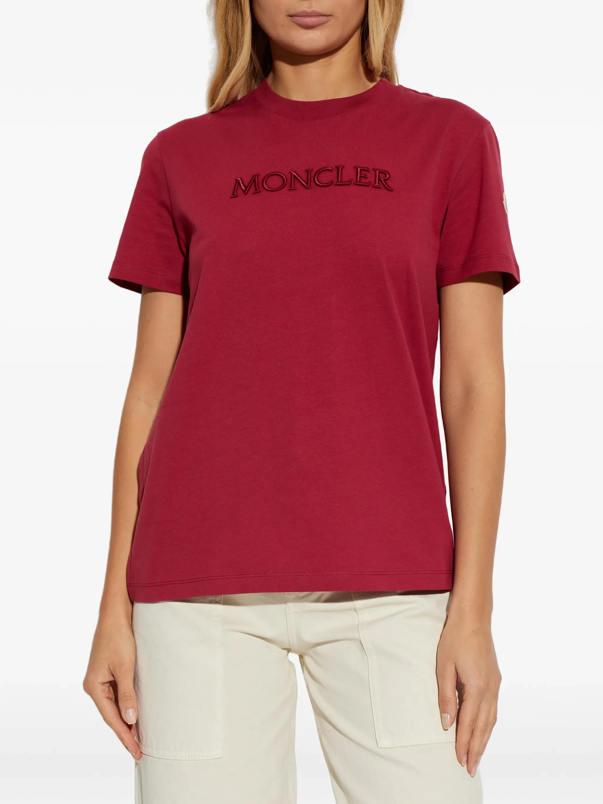 Moncler Short Sleeve Embroidered Logo Shirt Size S - Image 2