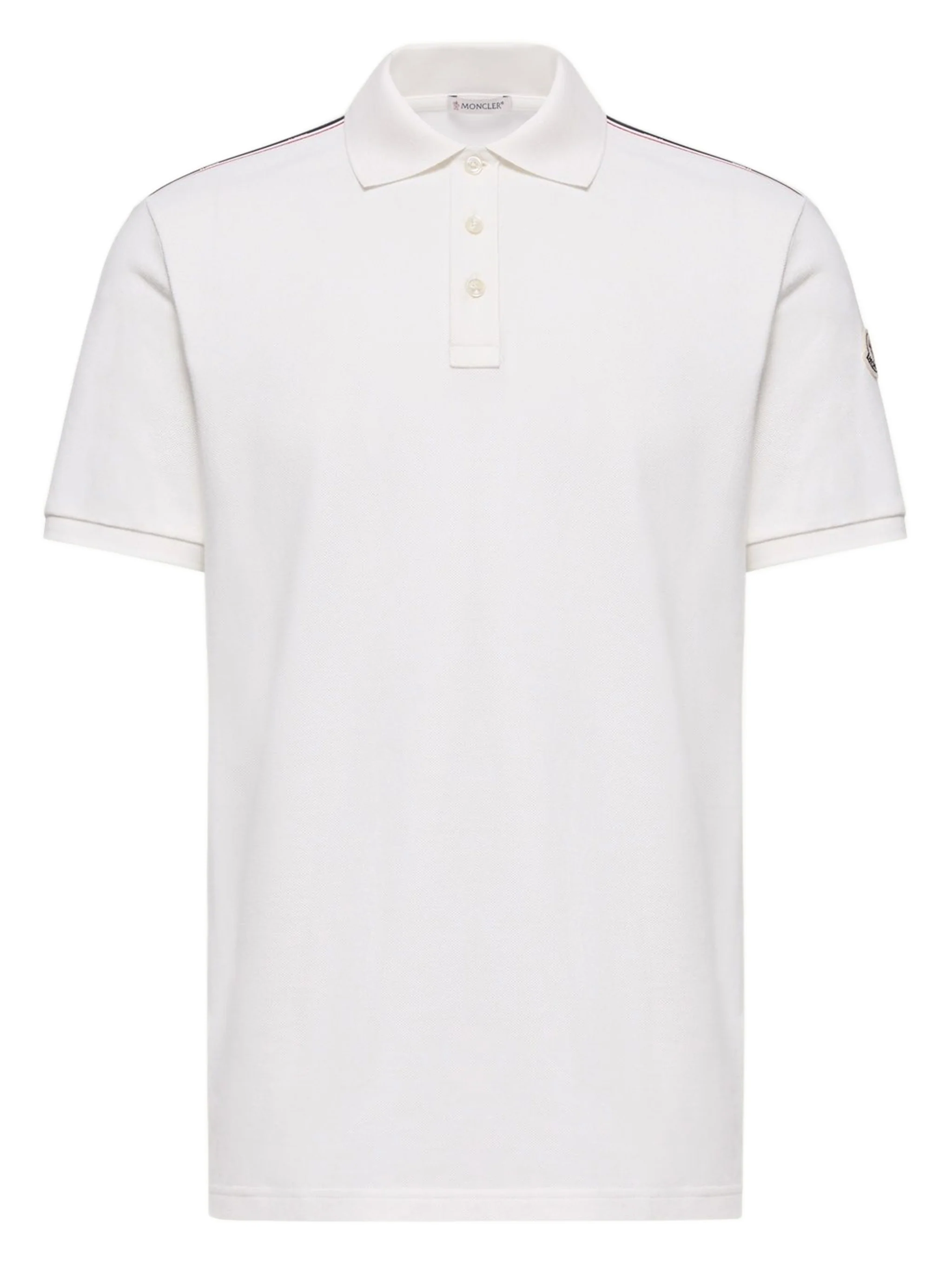 Moncler Tricolor Logo Polo Shirt with Button Closure - Men's Regular Fit