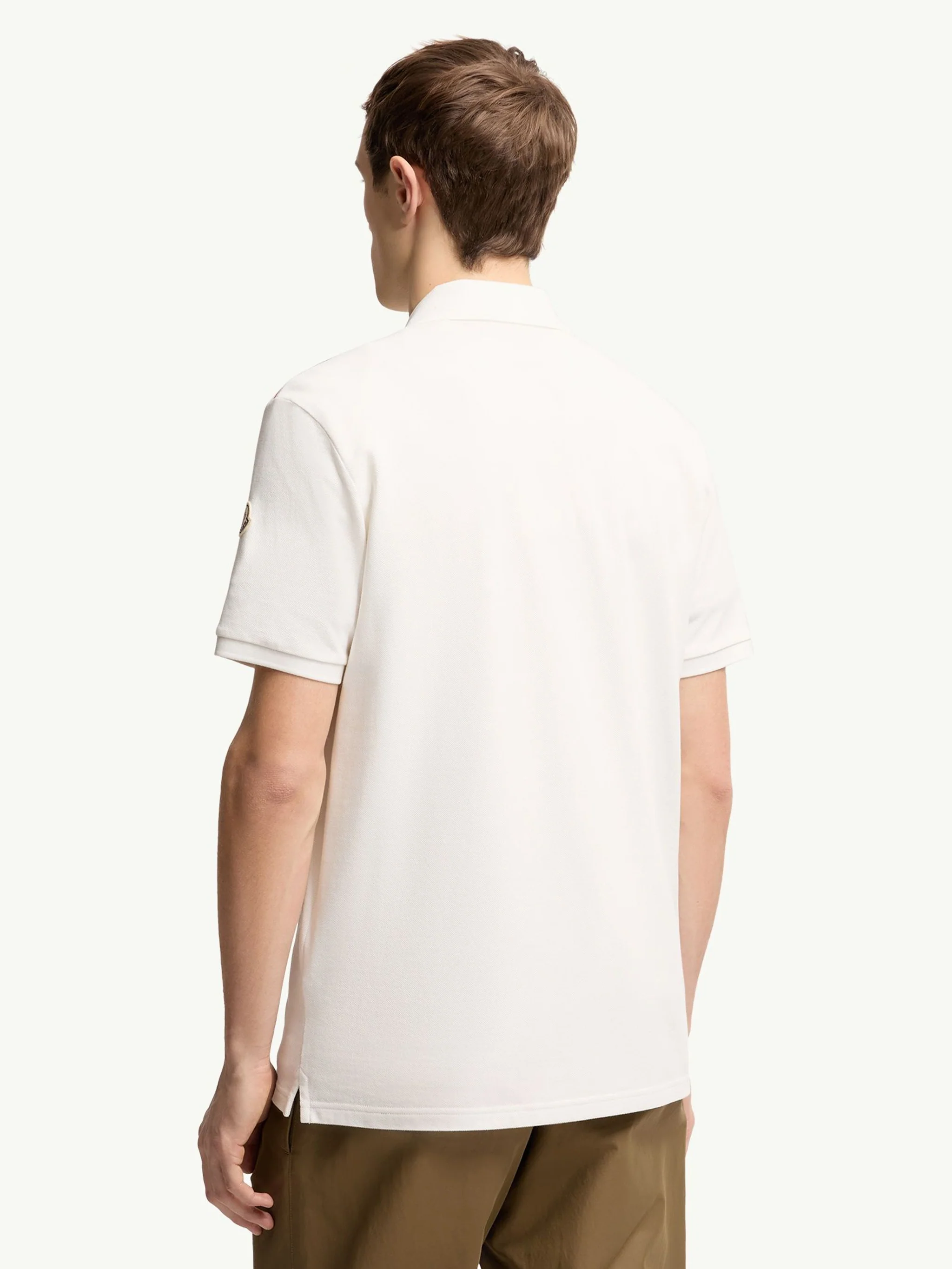 Moncler Tricolor Logo Polo Shirt with Button Closure - Men's Regular Fit - Image 5