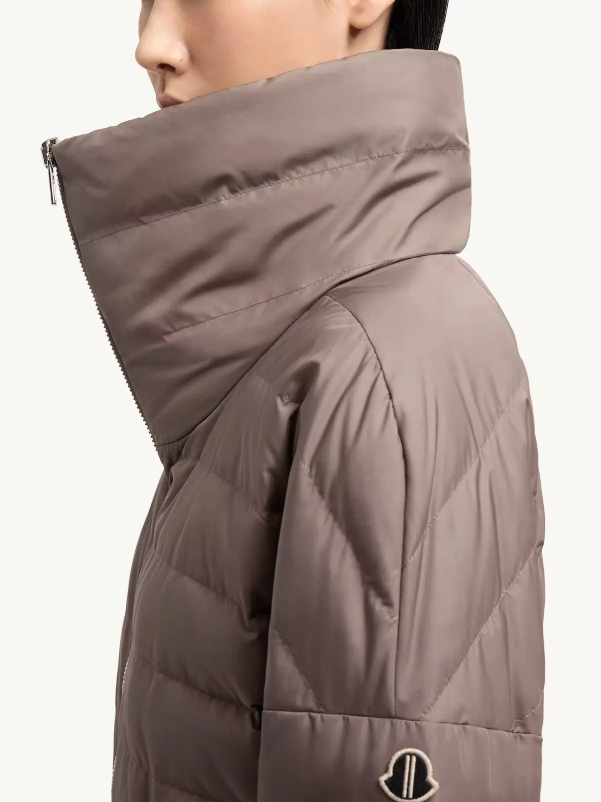 MONCLER X RICK OWENS Cropped Down Jacket Crafted From Nylon with a Logo Patch on the Left Sleeve - Image 4