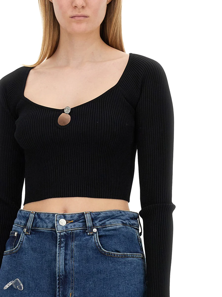MOSCHINO JEANS Ribbed Crop Top - Image 4