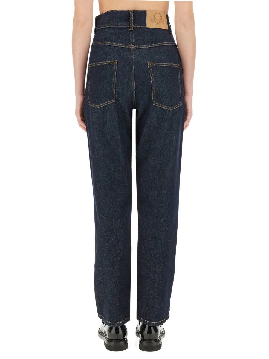 Moschino Laurel Crown Patch Straight Fit Denim Pants - Image 3