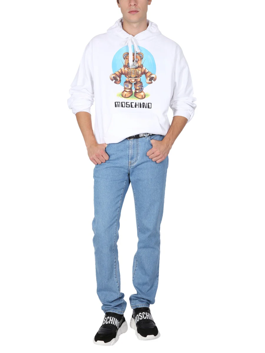 Moschino Men's Drawstring Hood Teddy Print Sweatshirt - Image 2