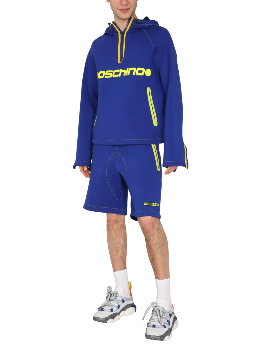MOSCHINO Men's Logo-Print Jersey Track Shorts, Brand Size 46 (Waist Size 30") - Image 2