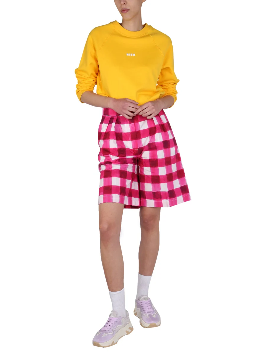 Msgm Checked Mini Shorts for Women - Image 2