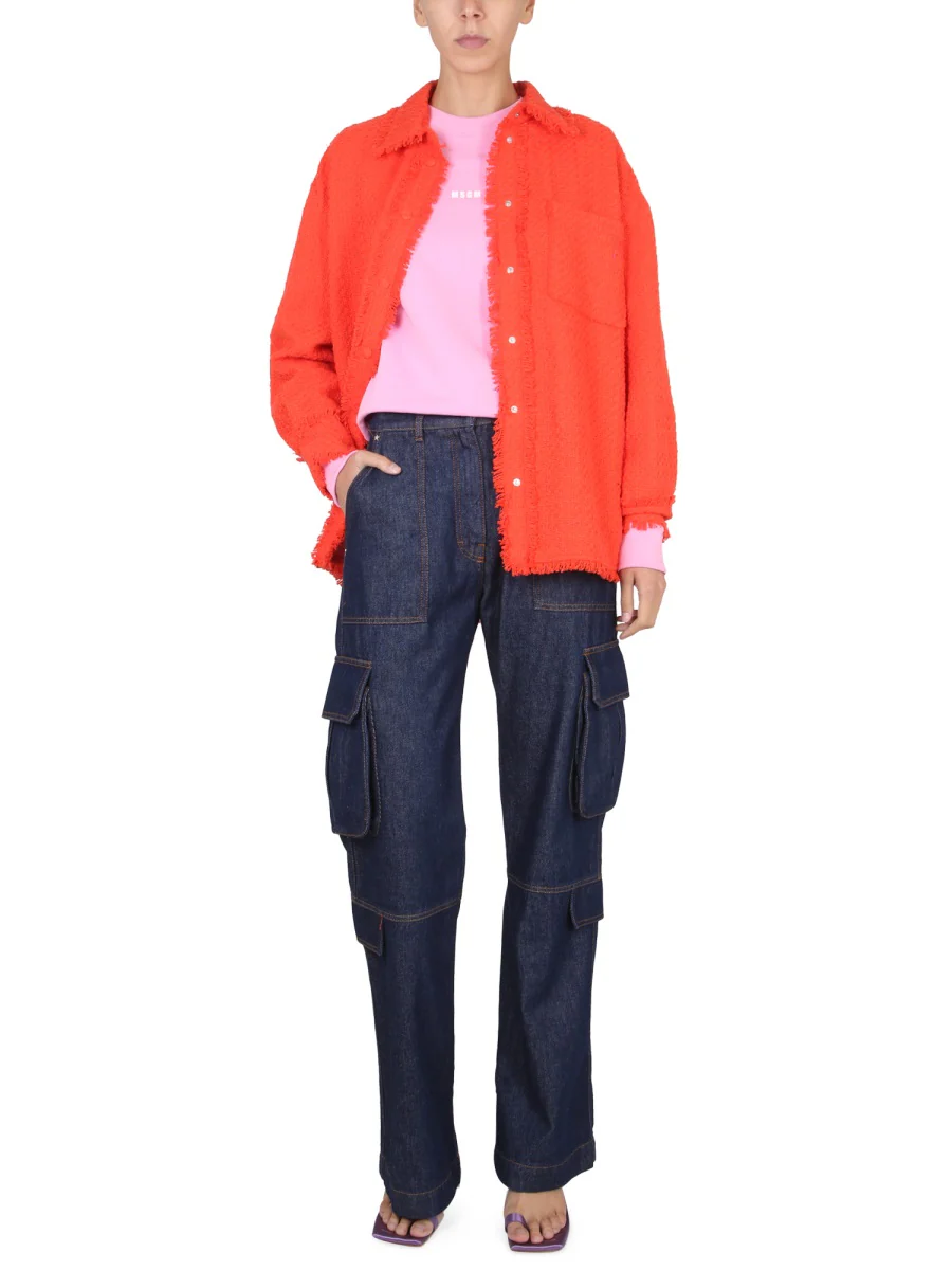 Msgm Fringe Detailed Classic Collar Shirt - Image 2
