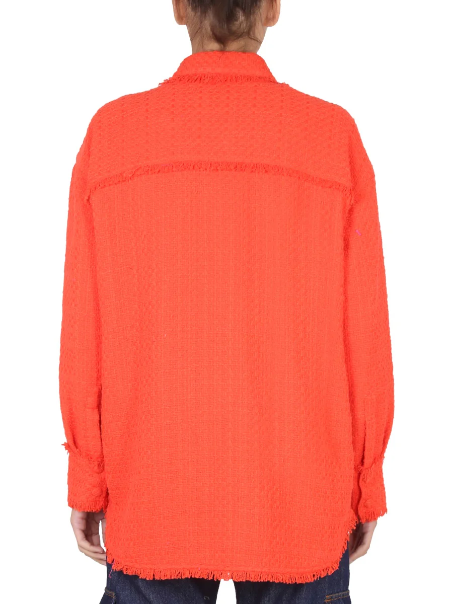 Msgm Fringe Detailed Classic Collar Shirt - Image 3