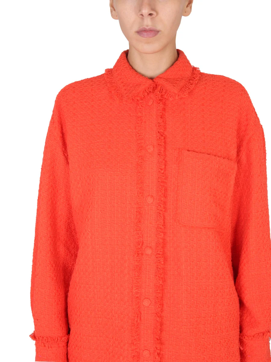 Msgm Fringe Detailed Classic Collar Shirt - Image 4