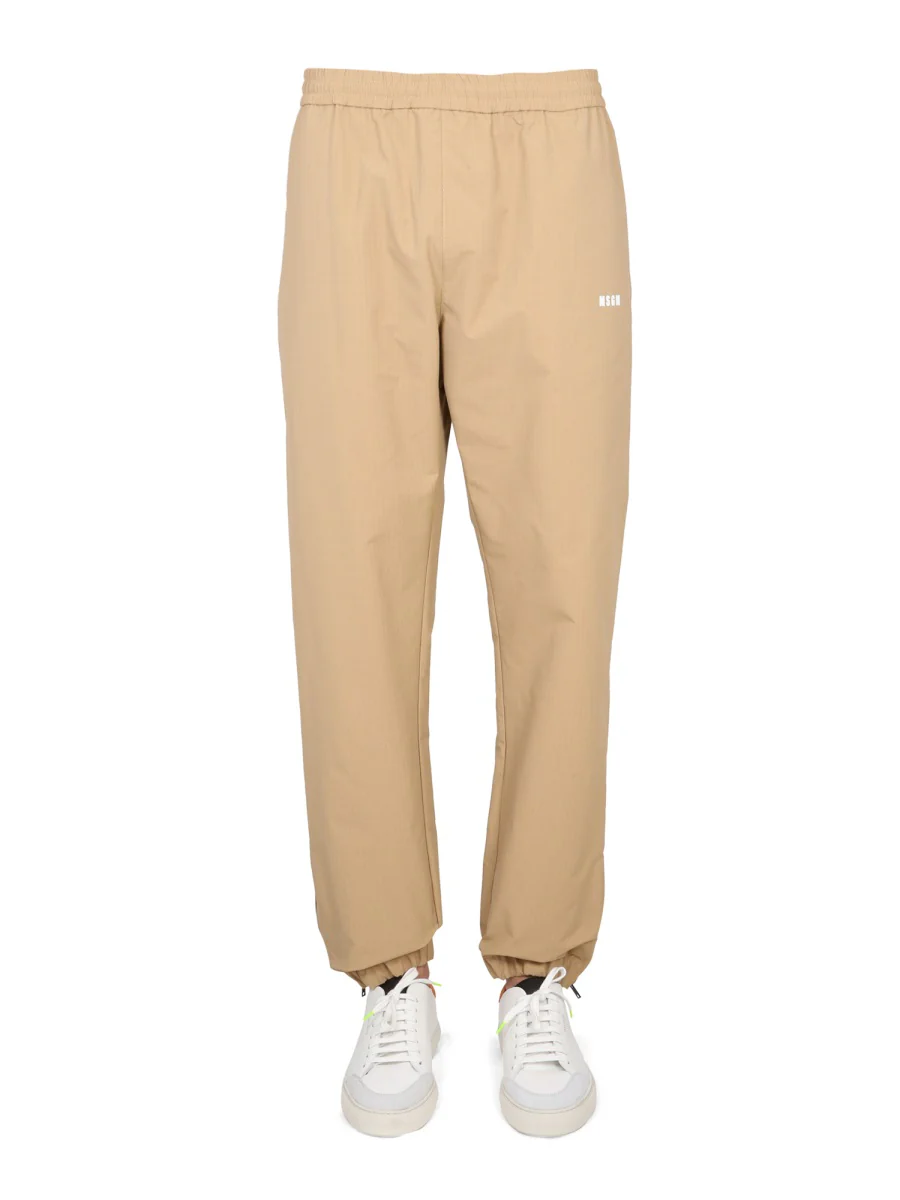 Msgm Men's Logo Design Trousers with Elastic Waistband