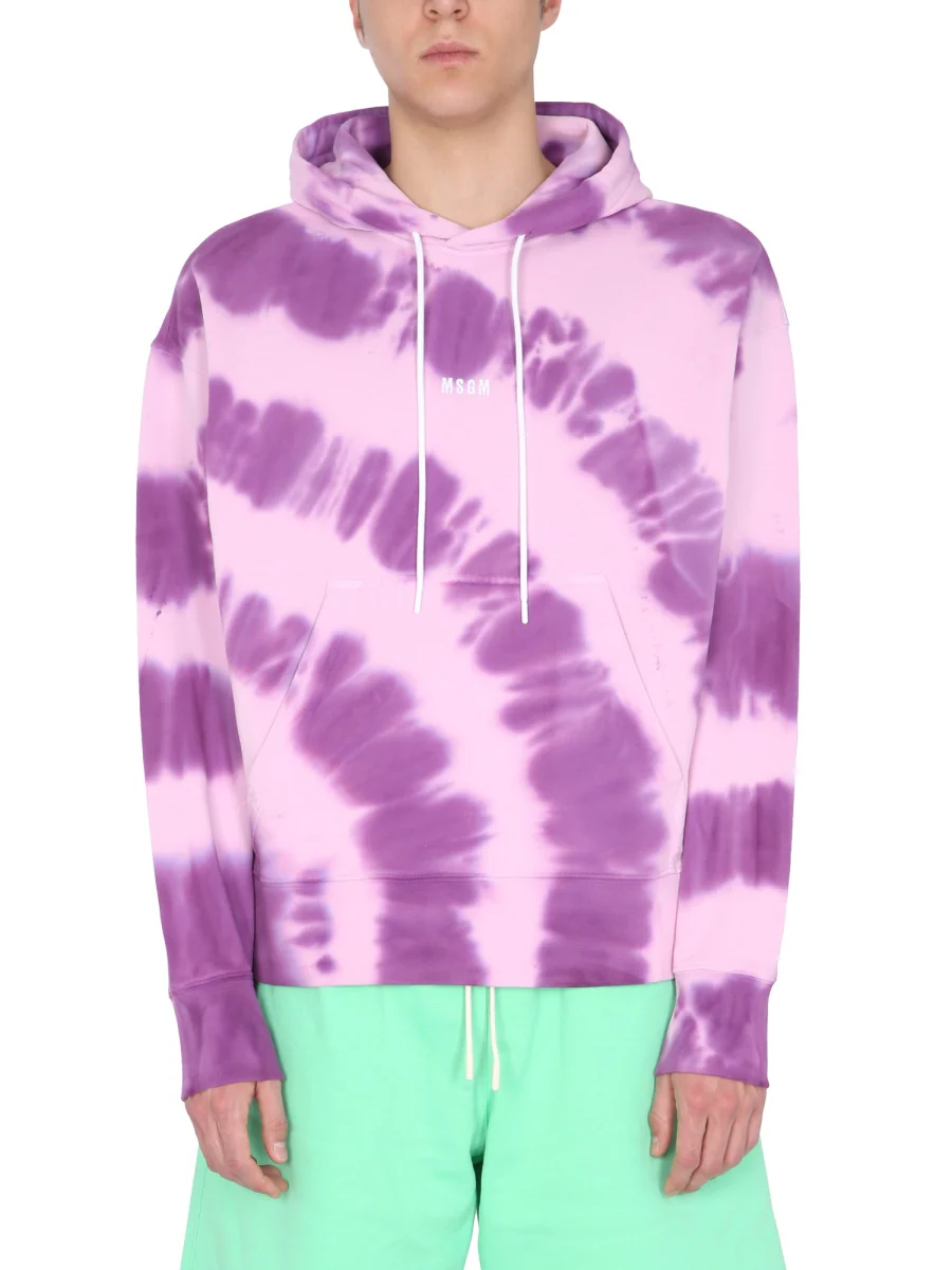 Msgm Men's Printed Hoodie Sweatshirt with Drawstring