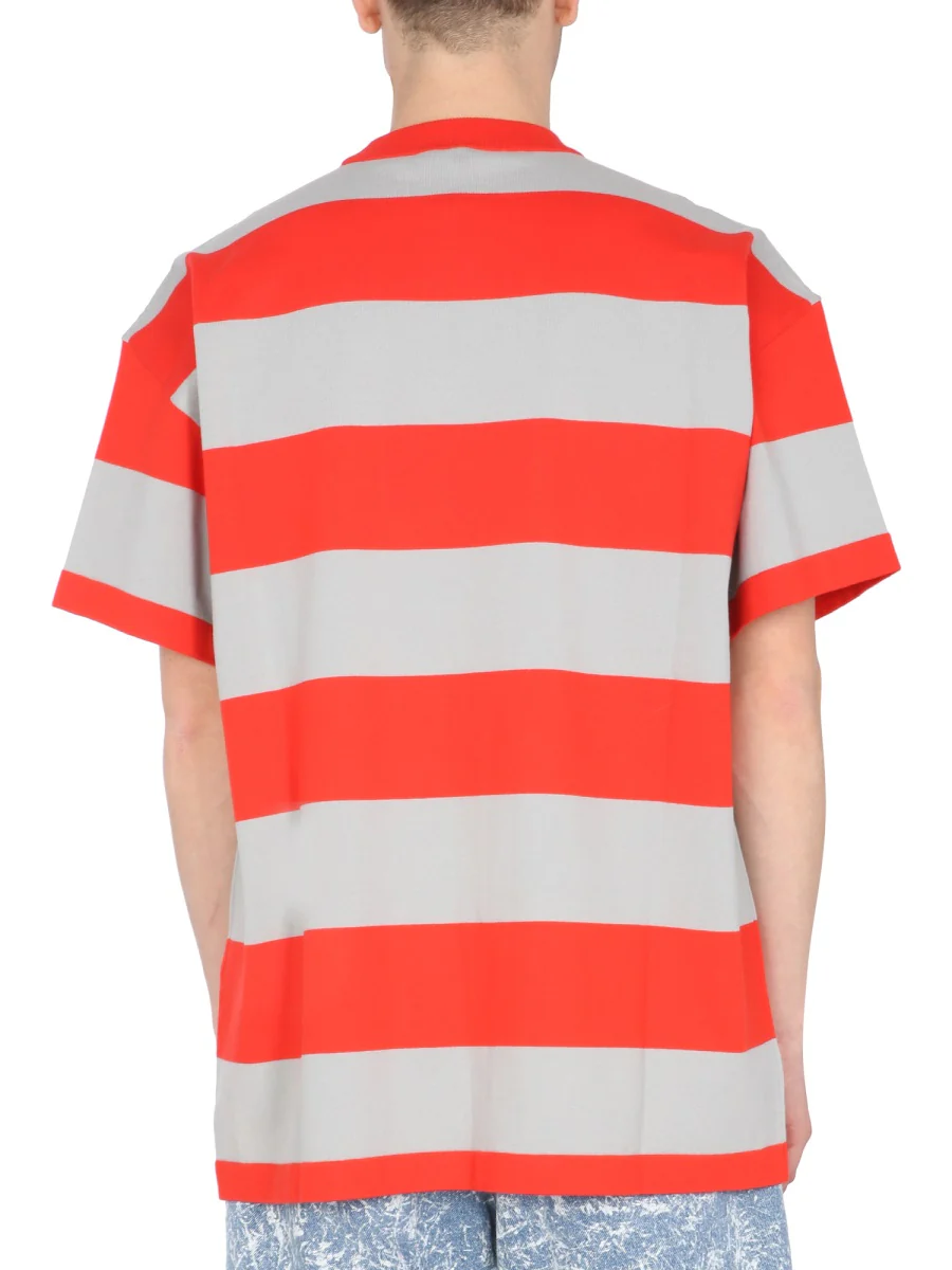 Msgm Striped Crew Neck T-Shirt for Men - Image 3