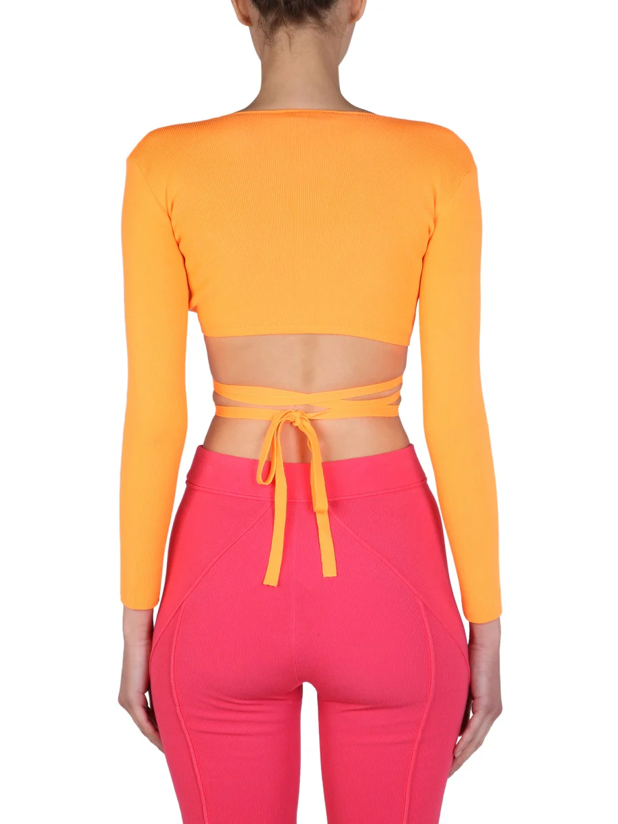 Msgm Wide V-Neck Cropped Top - Image 7