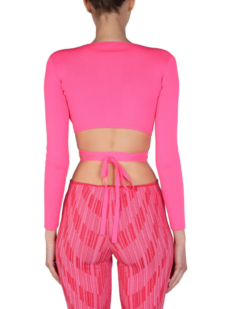 Msgm Wide V-Neck Cropped Top - Image 3