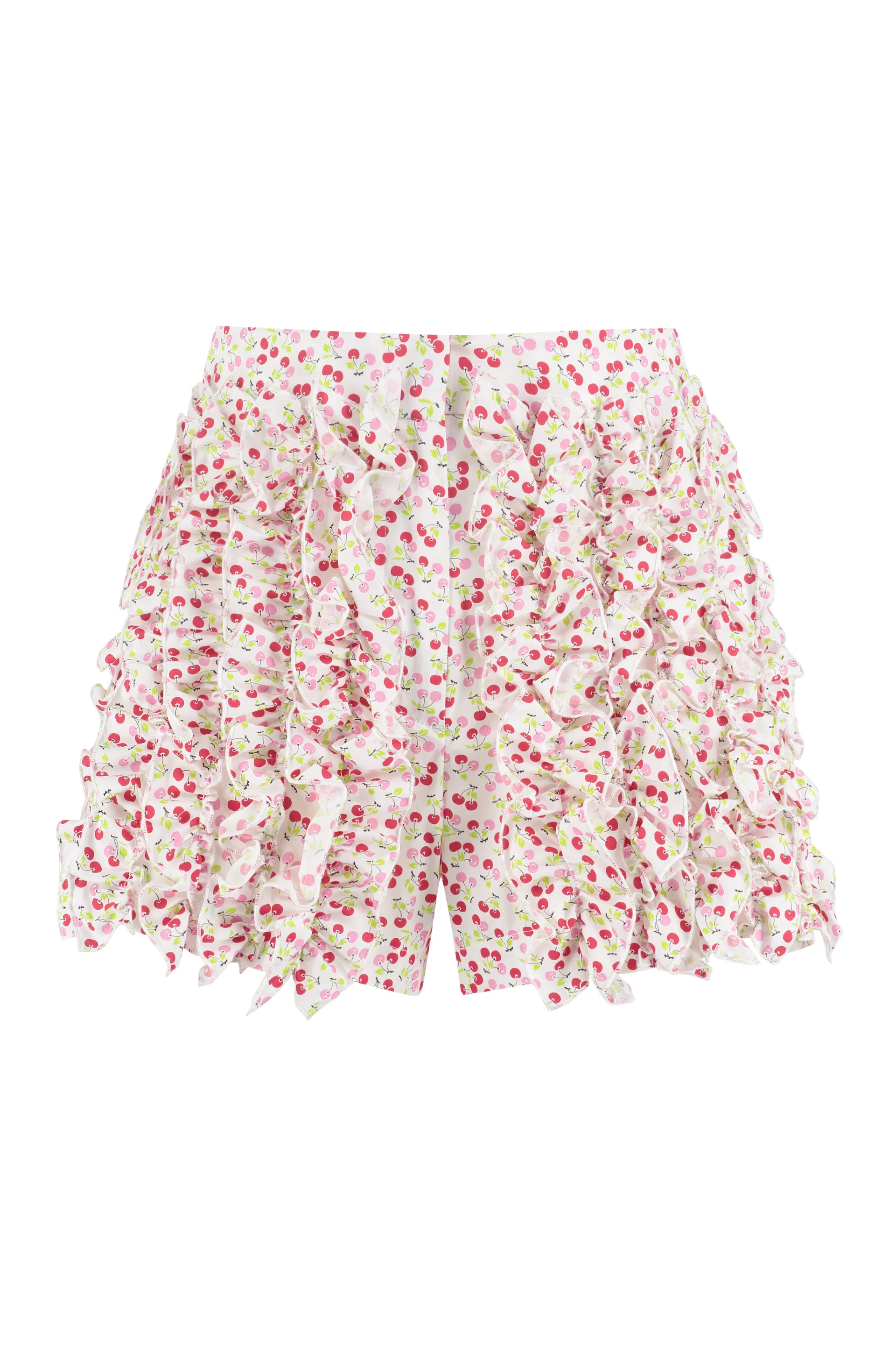 Msgm Women's Printed Cotton Shorts with Front Ruffles - Image 3