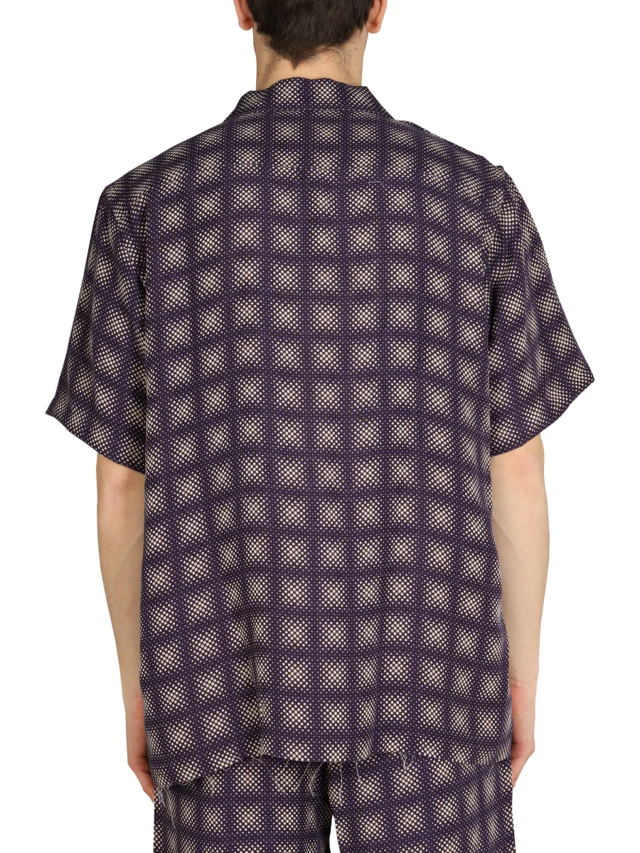 Needles Men's Bowling Collar Mini Check Print Shirt - Image 3