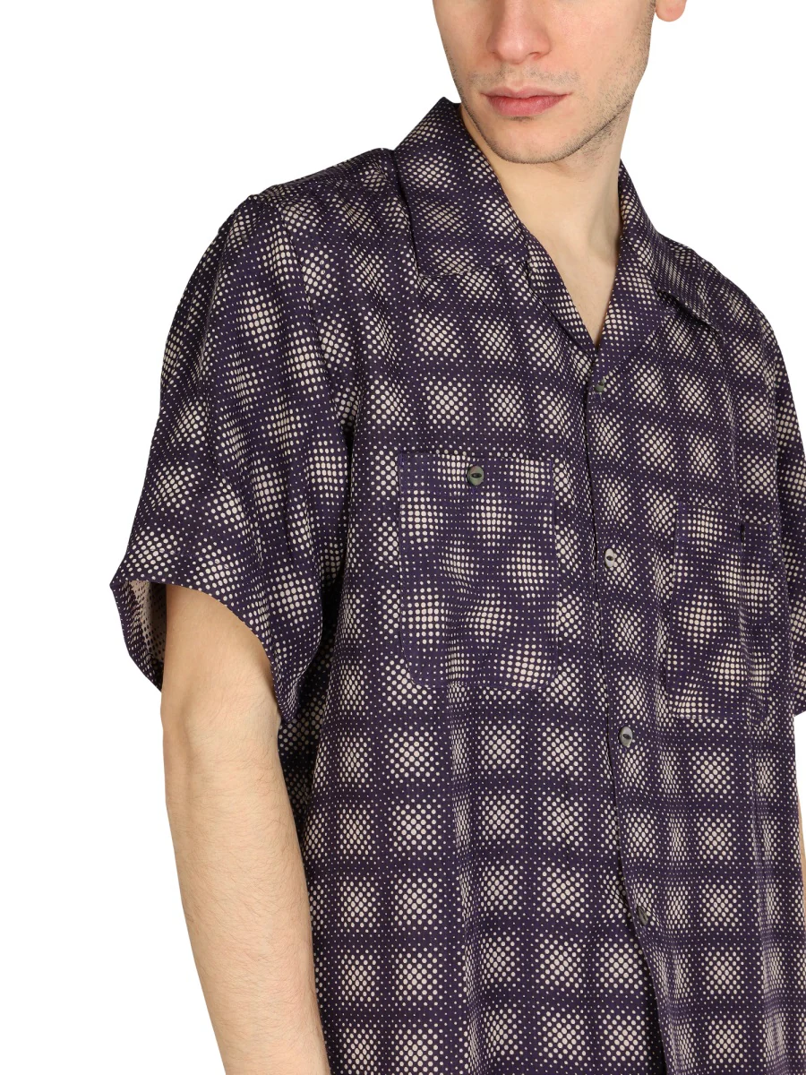 Needles Men's Bowling Collar Mini Check Print Shirt - Image 4