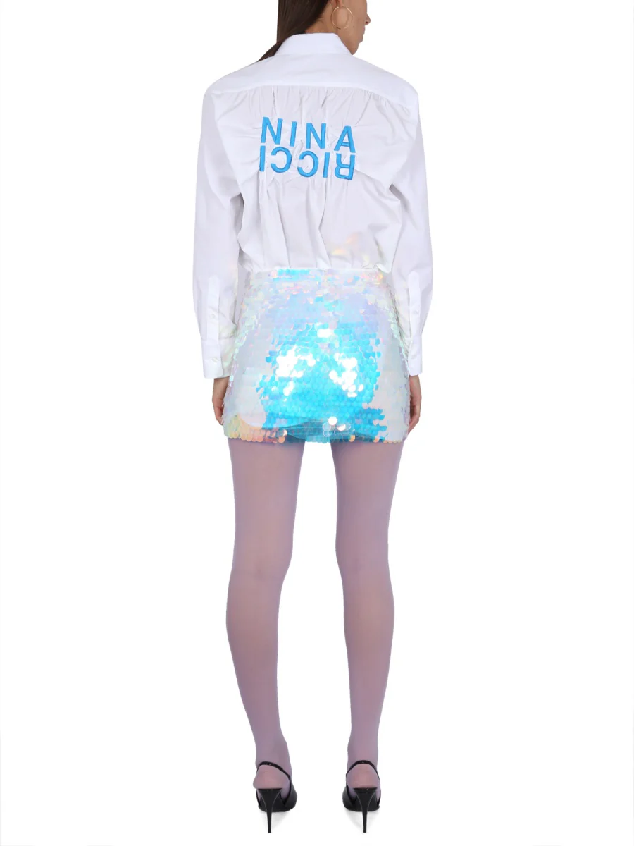 NINA RICCI Cotton Poplin Shirt with Logo Embroidery - Image 2
