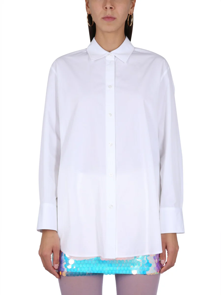 NINA RICCI Cotton Poplin Shirt with Logo Embroidery - Image 5