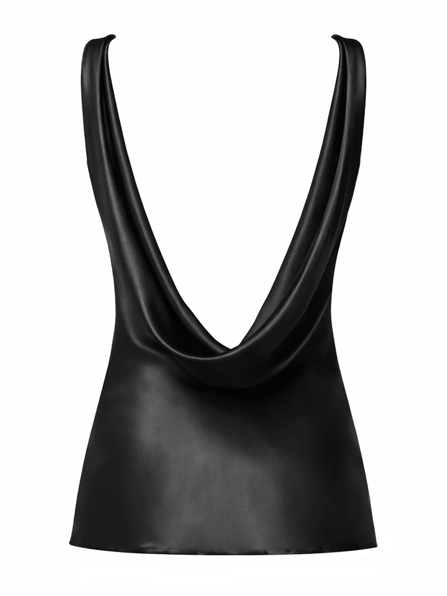 NINA RICCI Halterneck Drapped Silk Satin Top - Image 3