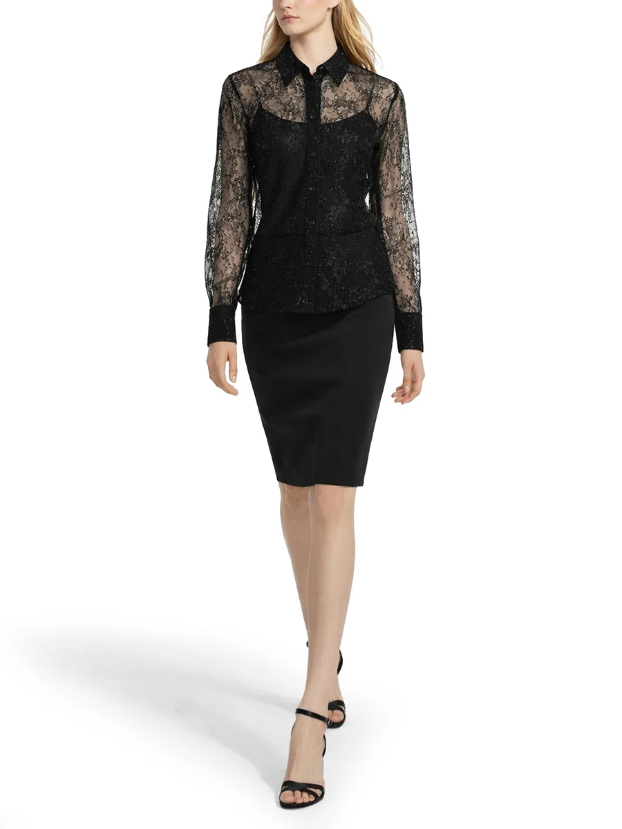 NINA RICCI See-Through Sequins Shirt with Bell Cuffs - Image 2