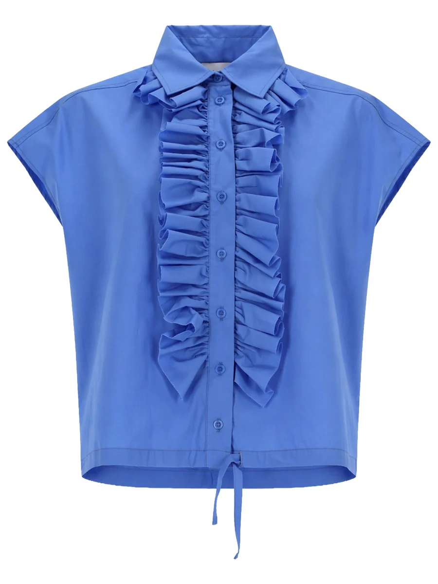 Nude Elegant Ruffled Mini Shirt