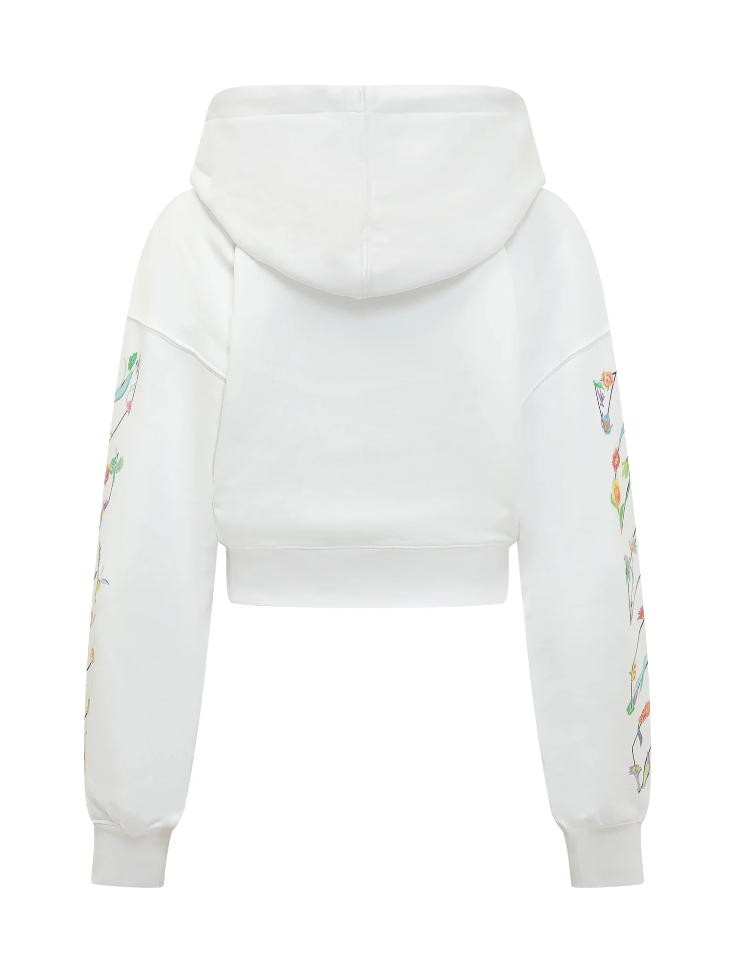 Off-white Casual Mini Sweatshirt with Artistic Print and Hood - Image 2