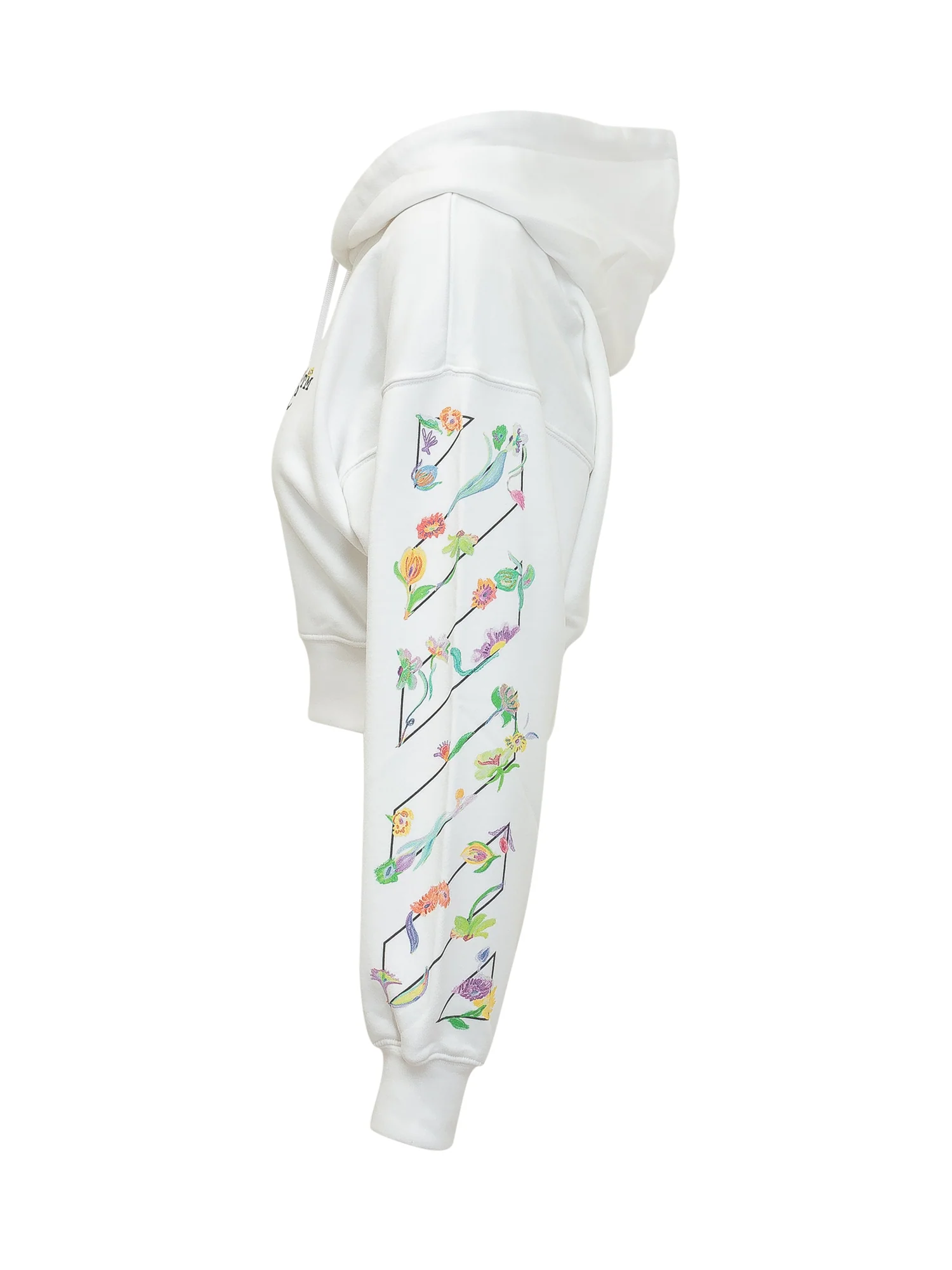 Off-white Casual Mini Sweatshirt with Artistic Print and Hood - Image 3