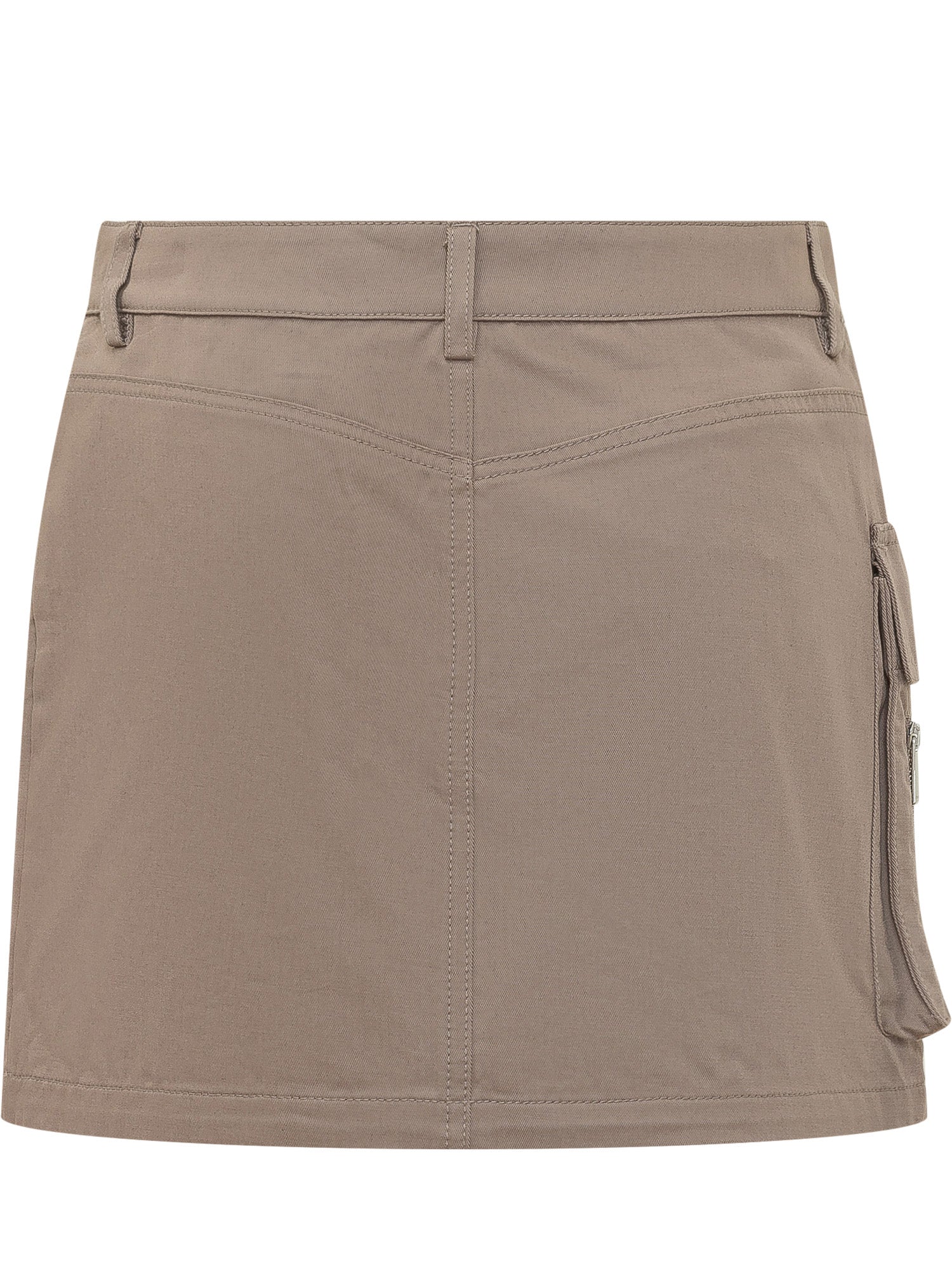 Off-white Chic Mini Skirt with Pockets and Buckle Details - Image 2