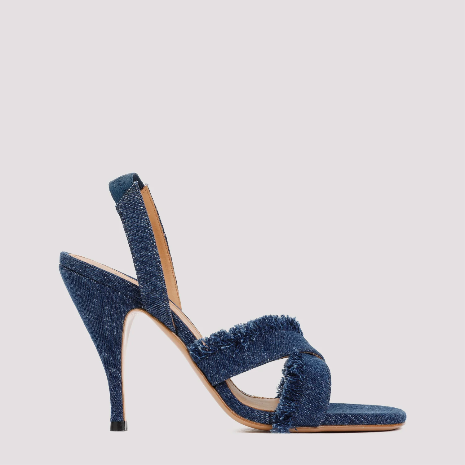 Off-white Cotton Curvy Heel Denim Sandal