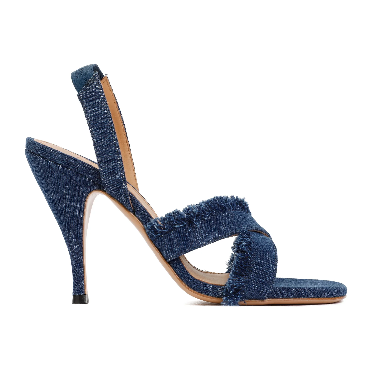 Off-white Cotton Curvy Heel Denim Sandal - Image 2
