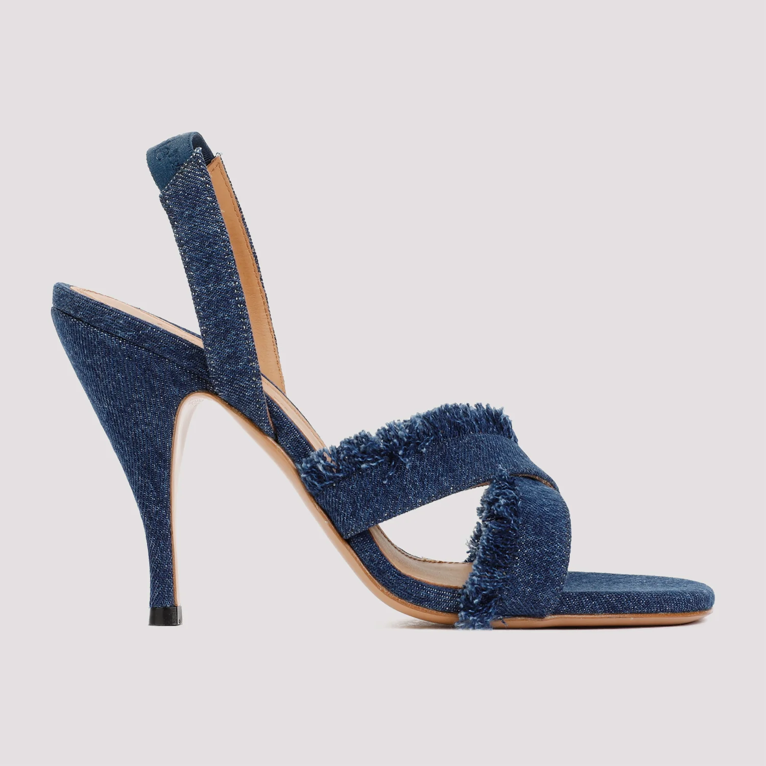 Off-white Cotton Curvy Heel Denim Sandal - Image 3