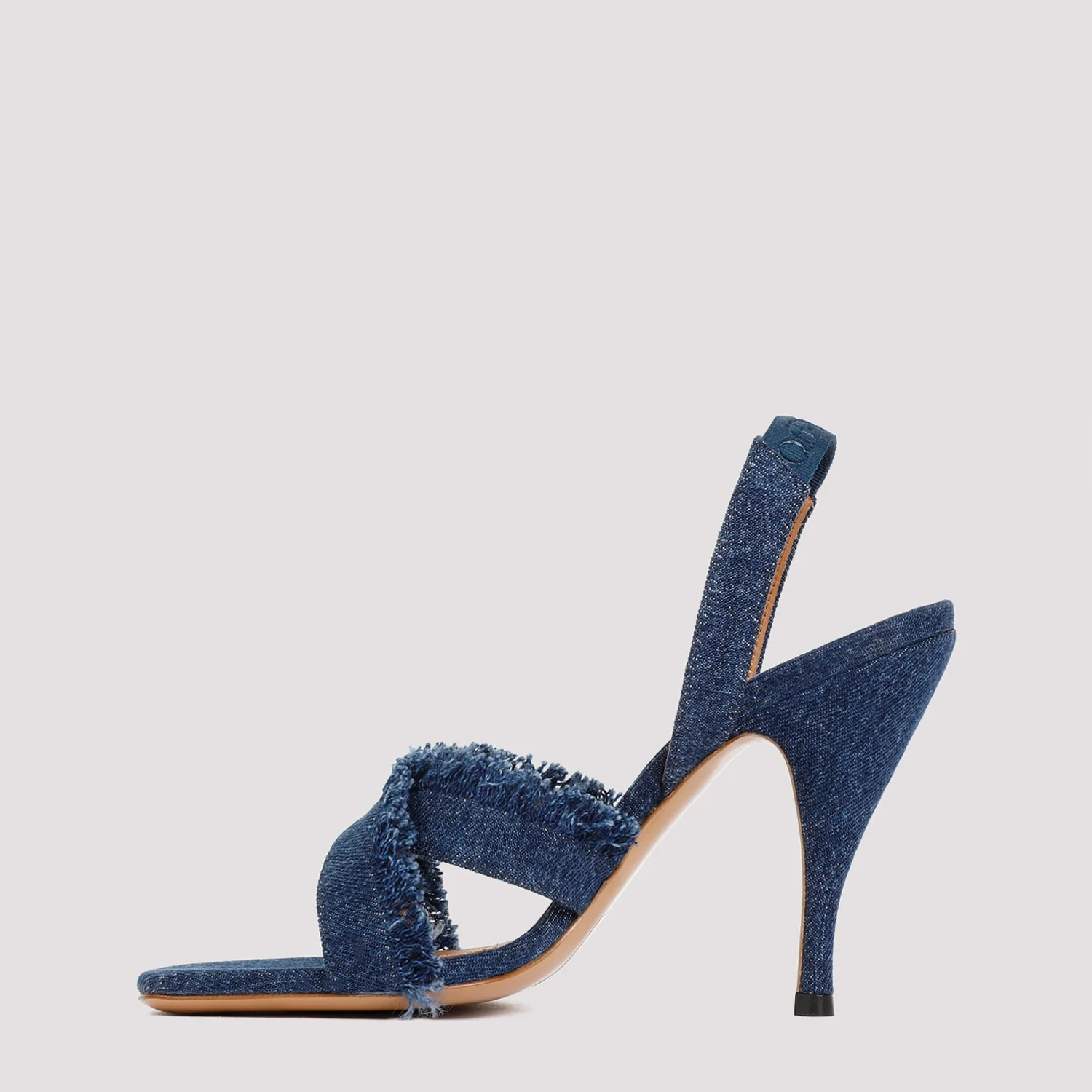 Off-white Cotton Curvy Heel Denim Sandal - Image 4