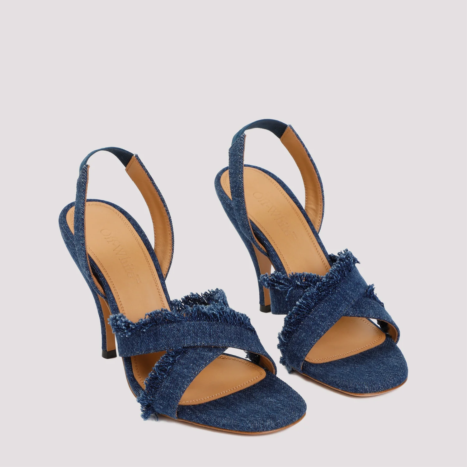 Off-white Cotton Curvy Heel Denim Sandal - Image 5