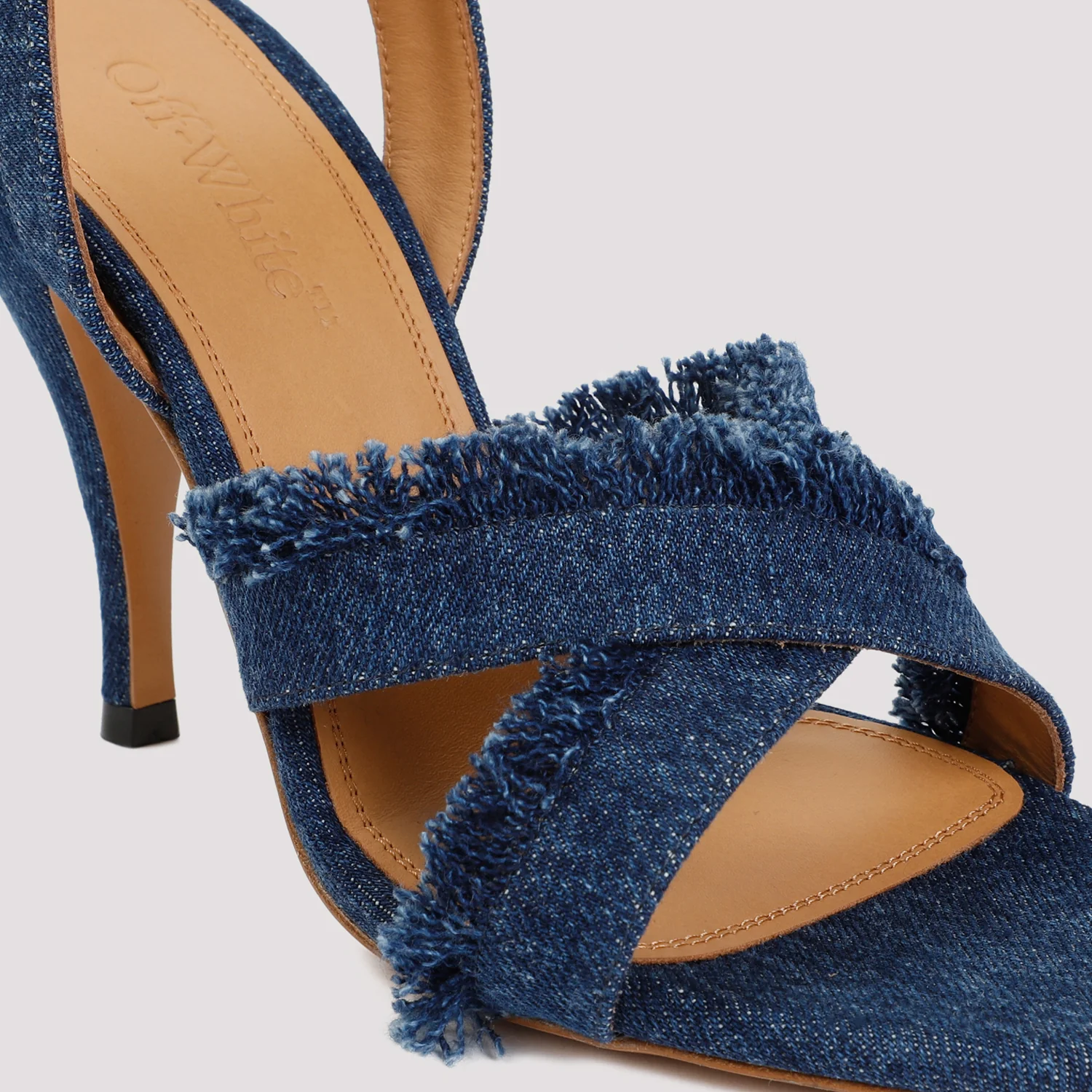 Off-white Cotton Curvy Heel Denim Sandal - Image 6