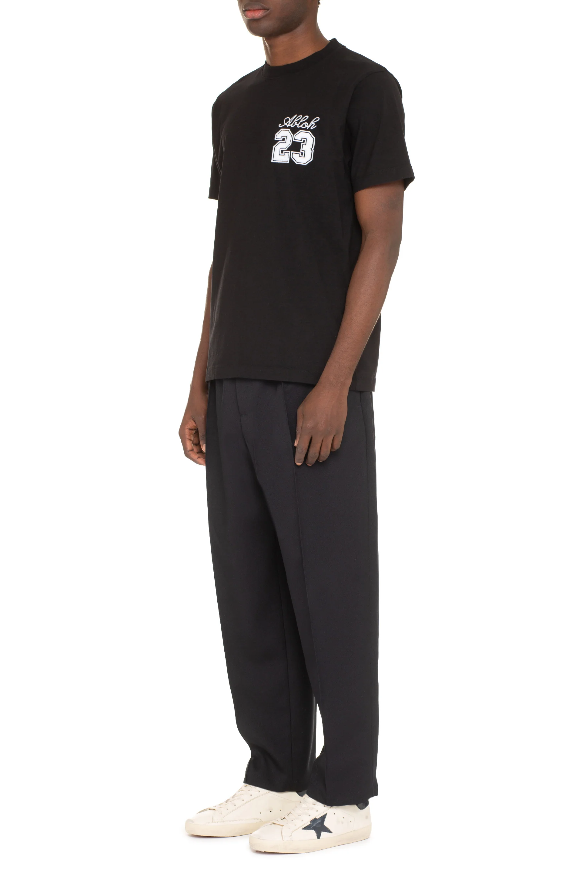 Off-White Cotton T-shirt with Logo 23 Embroidery - Image 3