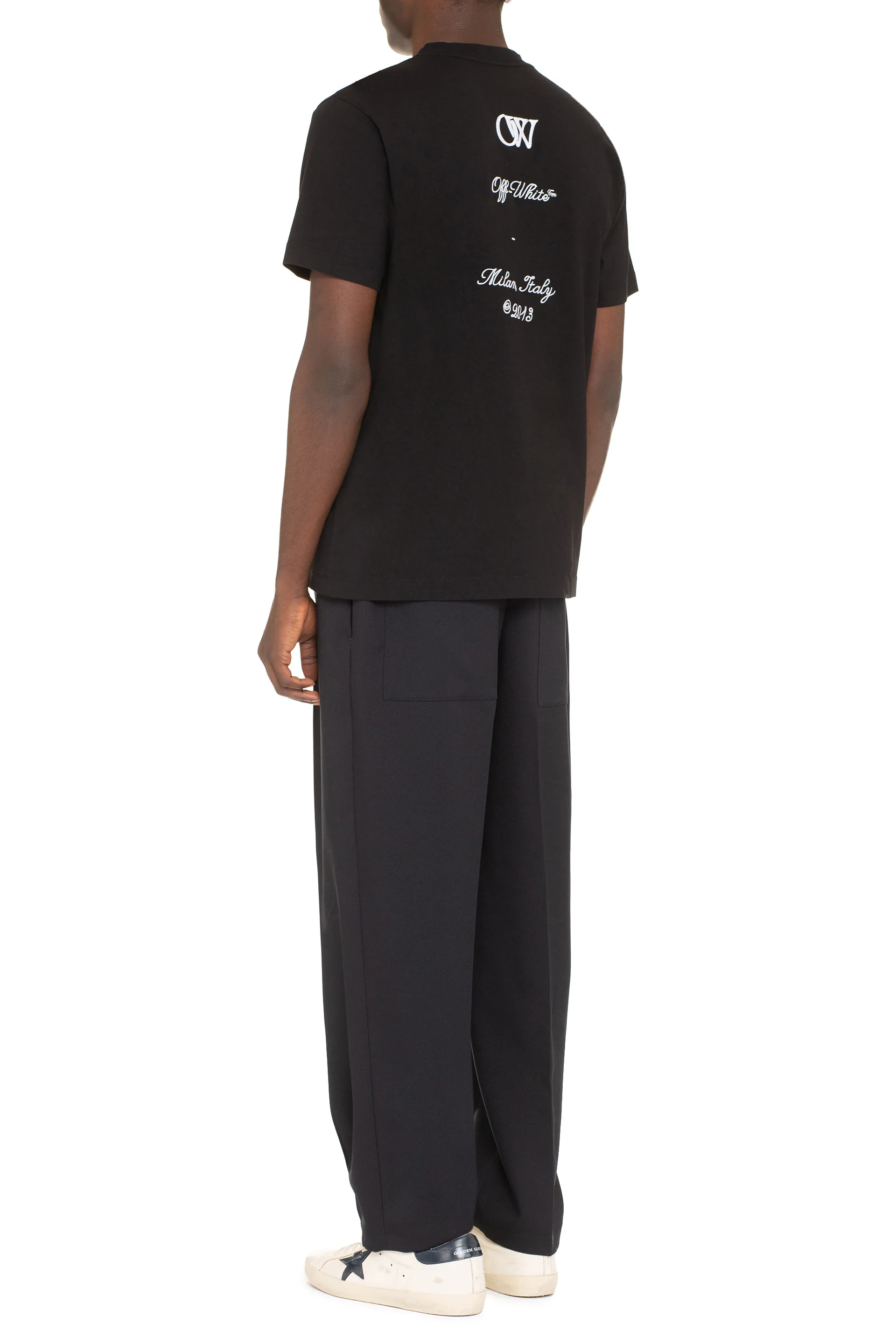 Off-White Cotton T-shirt with Logo 23 Embroidery - Image 4