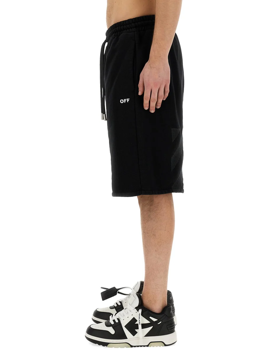 OFF-WHITE Diag-stripe Cotton Shorts - Image 4