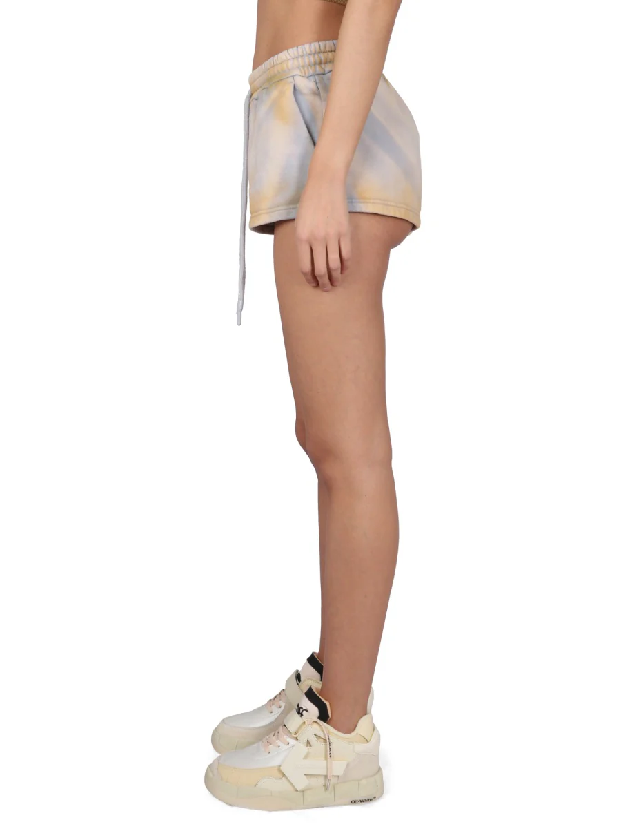 Off-white Elastic Waistband Mini Shorts for Women - Image 3