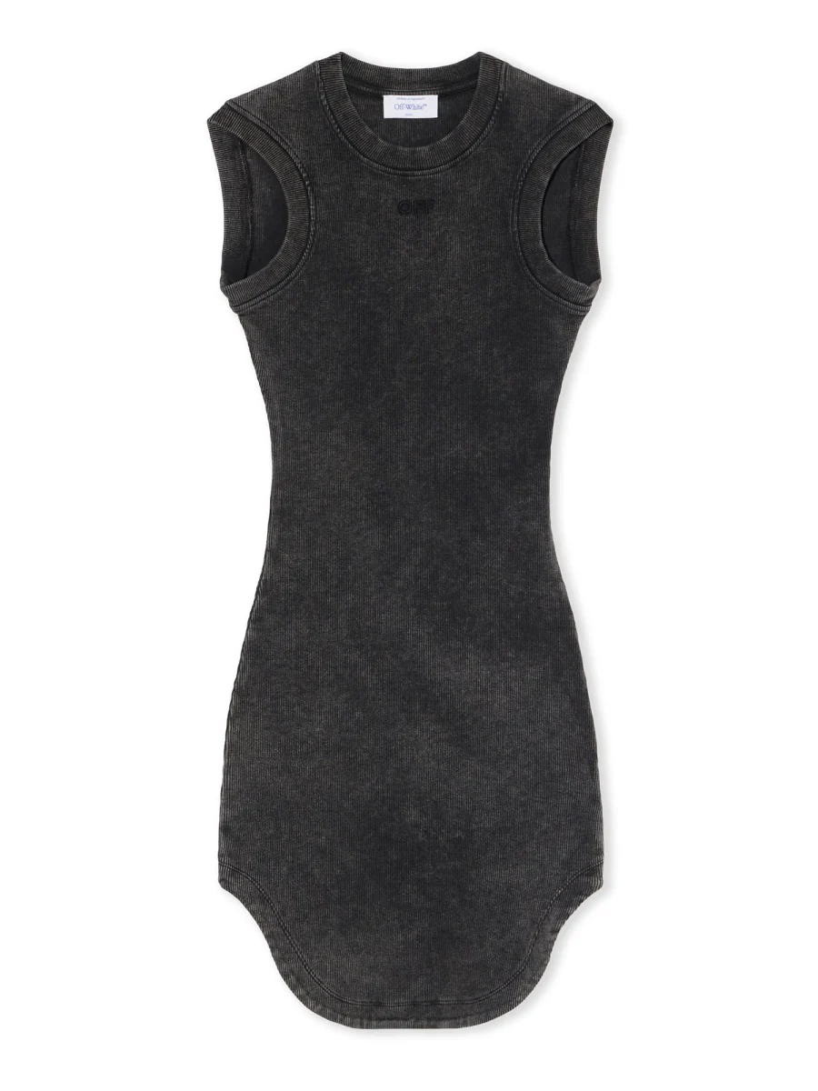 OFF-WHITE Logo-embroidered Ribbed Dress - Image 3