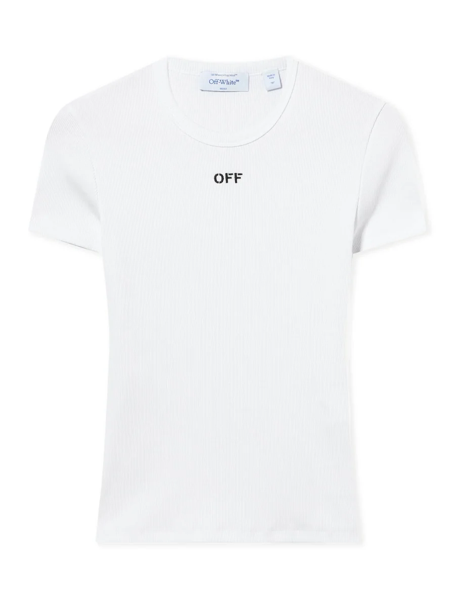 OFF-WHITE Off Stamp Ribbed Basic T-Shirt - Image 4