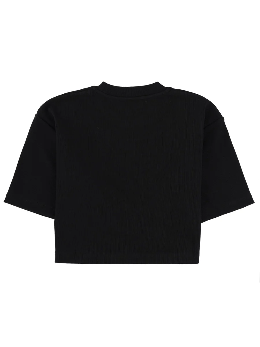 OFF-WHITE Off Stamp Ribbed Cropped T-Shirt for Women - Image 3