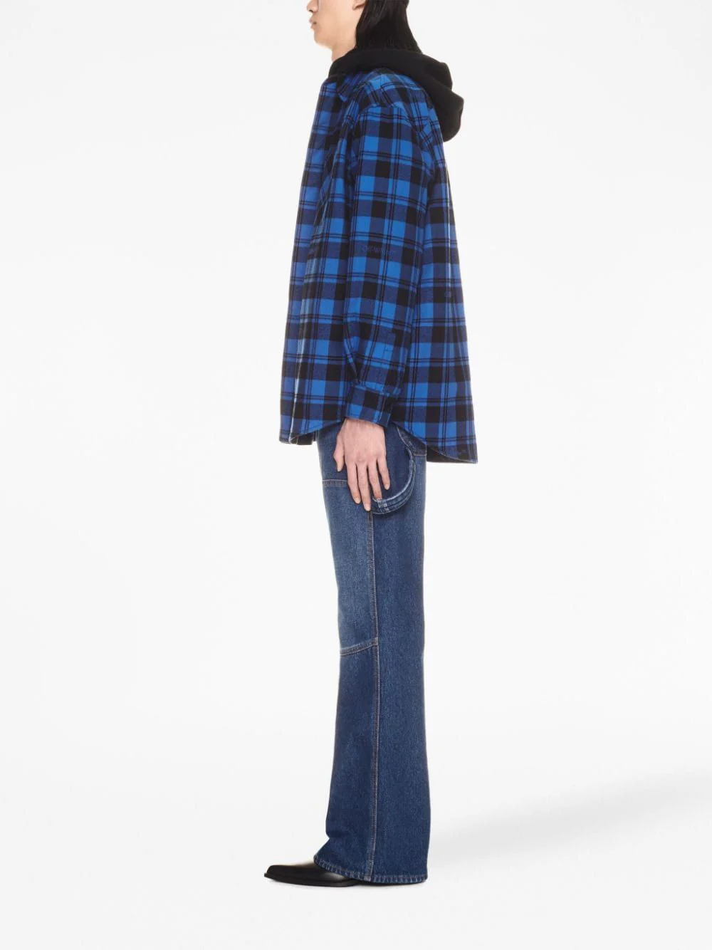 Off-white Oversized Check Pattern Paint Detail Overshirt - Image 3